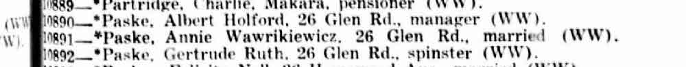 Paske Family in New Zealand, Electoral Rolls
1954 Karori, Wellington